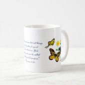 Romeinen 8:28 Butterflies Koffiemok (Voorkant rechts)