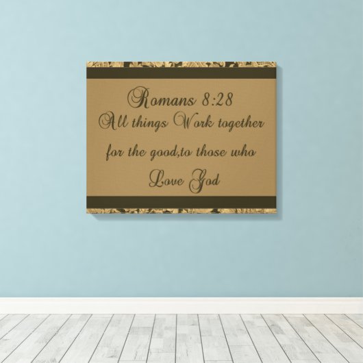 Romeinen 8:28 canvas afdruk (Insitu (Houten vloer))