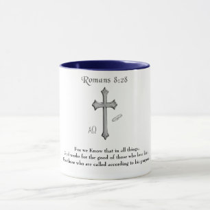 Romeinen 8:28 christelijke Bijbelvers Mok