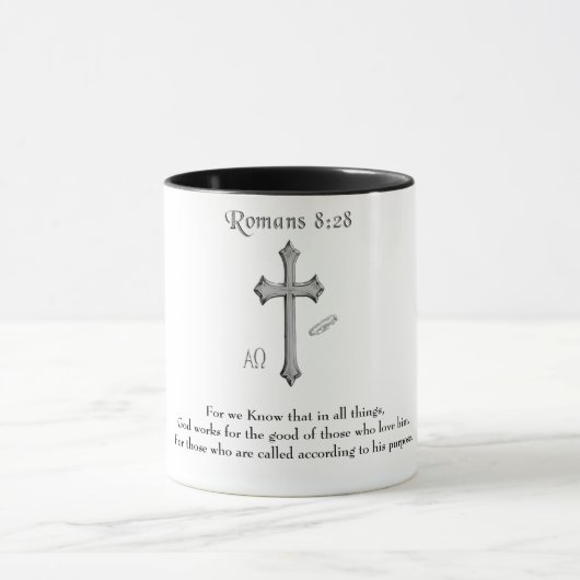 Romeinen 8:28 christelijke Bijbelvers Mok (Midden)