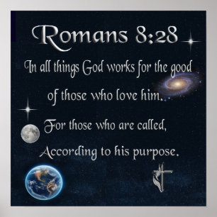 Romeinen 8:28 christelijke Bijbelvers Poster