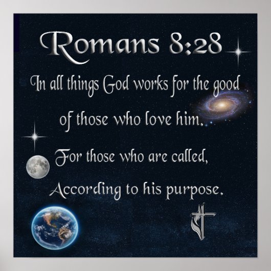 Romeinen 8:28 christelijke Bijbelvers Poster (Voorkant)