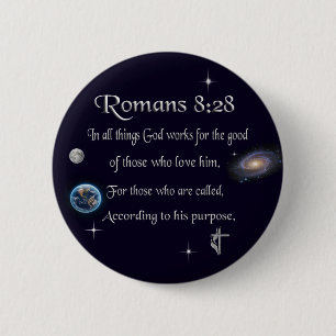 Romeinen 8:28 christelijke Bijbelvers Ronde Button 5,7 Cm