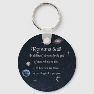 Romeinen 8:28 christelijke Bijbelvers Sleutelhanger