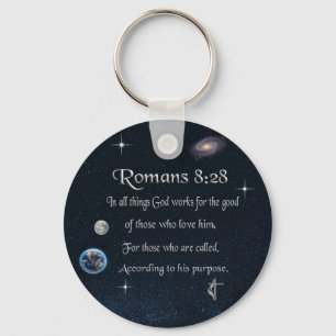 Romeinen 8:28 christelijke Bijbelvers Sleutelhanger