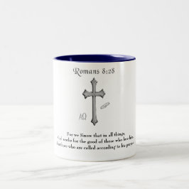 Romeinen 8:28 Christelijke Bijbelvers Tweekleurige Koffiemok