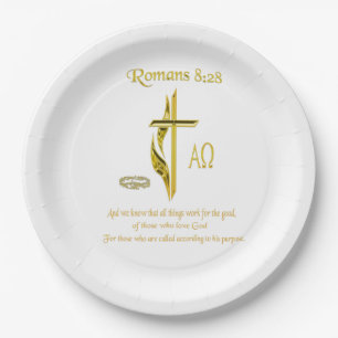 Romeinen 8:28 Christelijke koopwaar Papieren Bordje