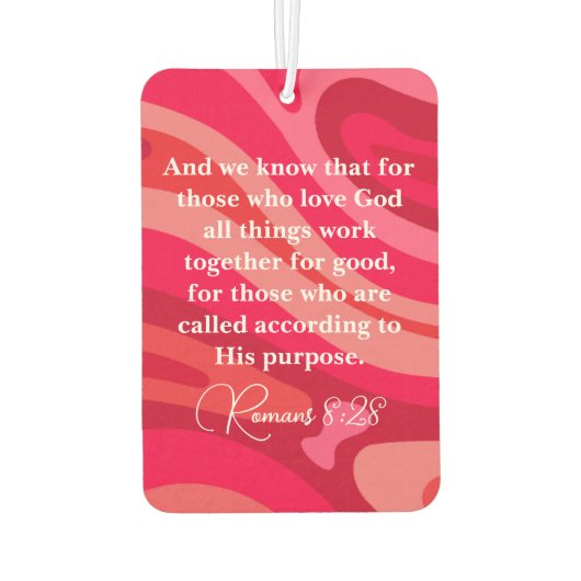 Romeinen 8:28 Christelijke Motivatie Schrift Luchtverfrisser (Achterkant)