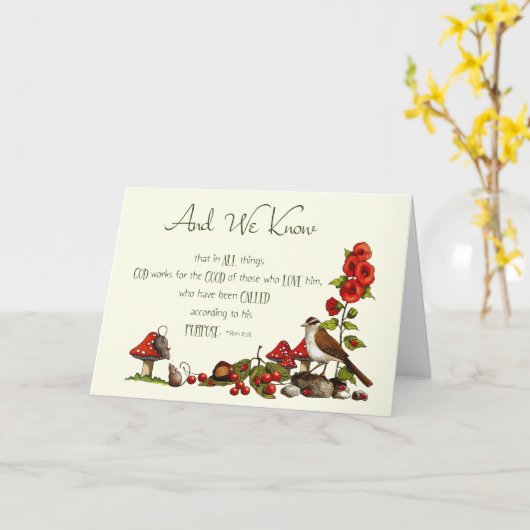 Romeinen 8:28 Denken aan u: Natuur, vogel, muis Kaart (Gele Bloem)