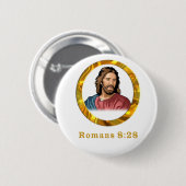 Romeinen 8:28 design ronde button 5,7 cm (Voorkant /achterkant)