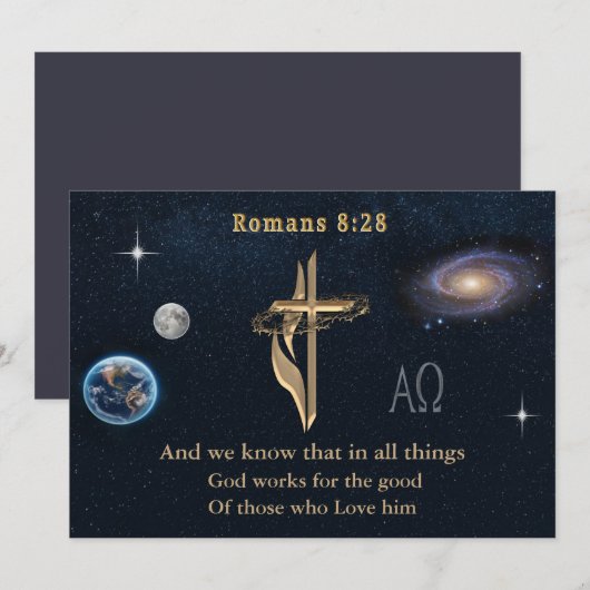 Romeinen 8:28 feestdagenkaart (Voorkant / Achterkant)