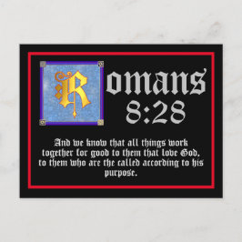 Romeinen 8 28 goudverlichte bijbelprijsopgave briefkaart