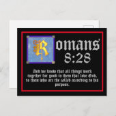 Romeinen 8 28 goudverlichte bijbelprijsopgave briefkaart (Voorkant / Achterkant)