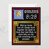 Romeinen 8 28 goudverlichte bijbelprijsopgave feestdagenkaart (Voorkant / Achterkant)