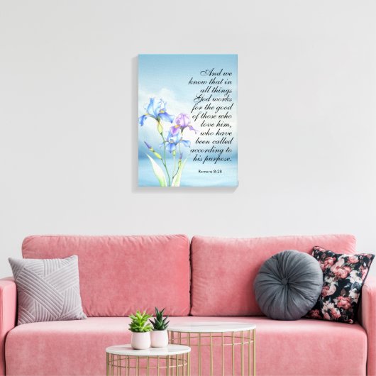 Romeinen 8:28 Iris Waterverf Canvas Afdruk (Insitu (Woonkamer))