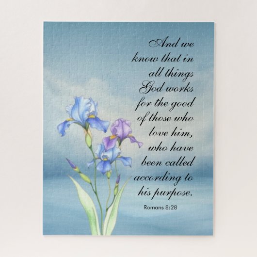 Romeinen 8:28 Iris Waterverf Legpuzzel (Verticaal)