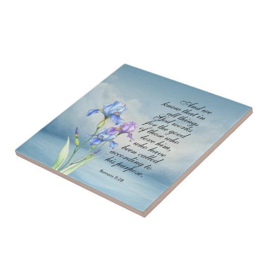 Romeinen 8:28 Iris Waterverf Tegeltje (Zijkant)