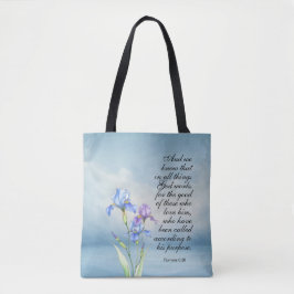 Romeinen 8:28 Iris Waterverf Tote Bag