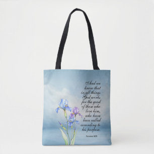 Romeinen 8:28 Iris Waterverf  Tote Bag