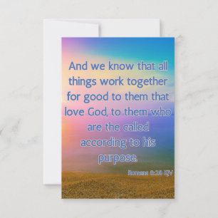 Romeinen 8:28 KJV Bijbelvers Pic Wenskaart Kaart