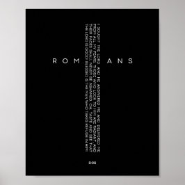 Romeinen 8:28 Kruis Schriftkunst Poster