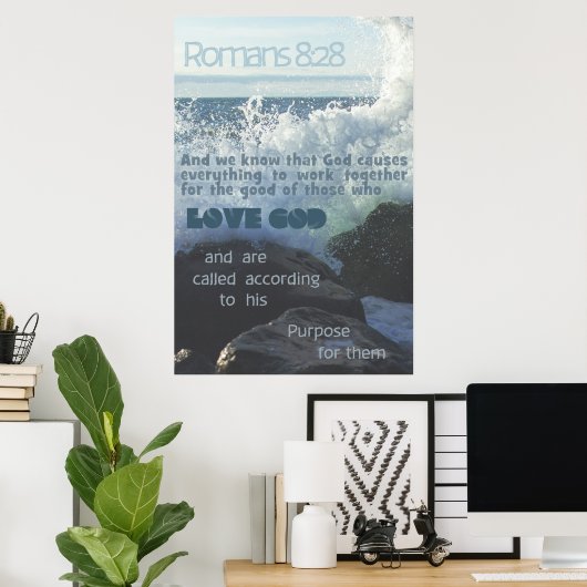 Romeinen 8:28 Oceaan Poster (Thuiskantoor)