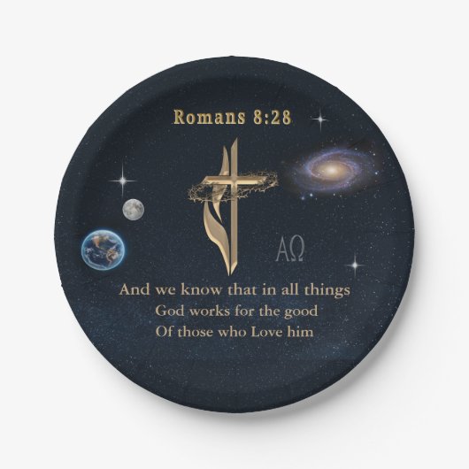 Romeinen 8:28 papieren bordje (Voorkant)