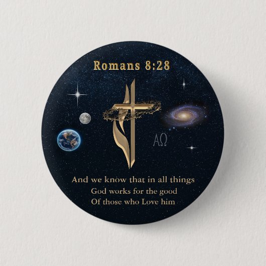 Romeinen 8:28 ronde button 5,7 cm (Voorkant)
