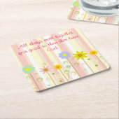 Romeinen 8:28 Roze Stripe en Bloem Christelijke Ci Kartonnen Onderzetters (Schuin)