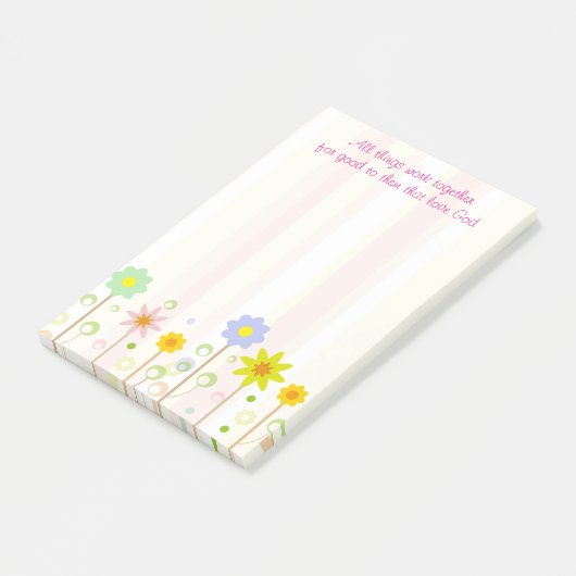 Romeinen 8:28 Roze Stripe en Bloem Christelijke Ci Post-it® Notes (Schuin)
