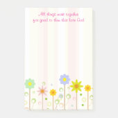 Romeinen 8:28 Roze Stripe en Bloem Christelijke Ci Post-it® Notes (Voorkant)