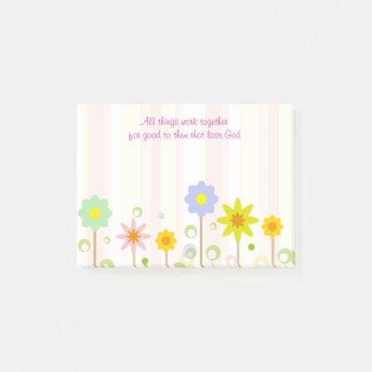 Romeinen 8:28 Roze Stripe en Bloem Christelijke Ci Post-it® Notes (Voorkant)