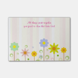 Romeinen 8:28 Roze Stripe en Bloem Christelijke Ci Post-it® Notes