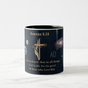 Romeinen 8:28 tweekleurige koffiemok