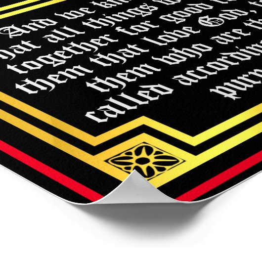 Romeinen 8 28 verlichte KJV Bijbelversie Poster (Hoek)