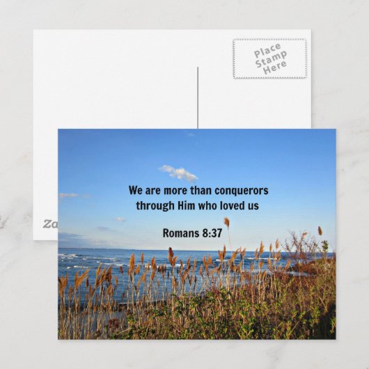 Romeinen 8:37 briefkaart (Voorkant / Achterkant)