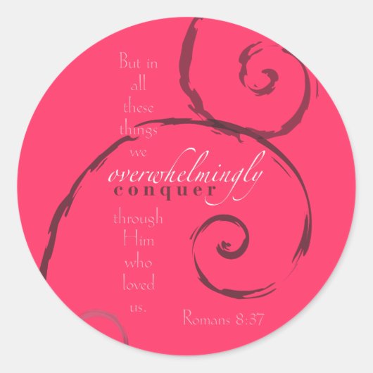 Romeinen 8:37 - Kies je eigen kleur!  Ronde Sticker (Voorkant)