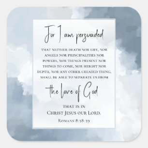 Romeinen 8:38-39 Gods liefde Bijbelvers Christelij Vierkante Sticker