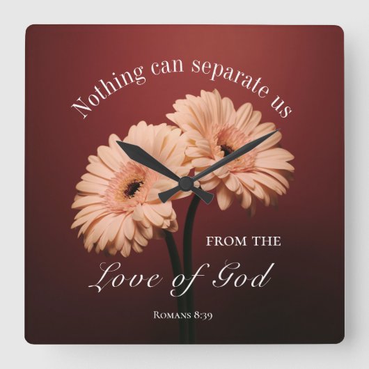 Romeinen 8 39 Liefde van God Bijbel Verse Roze Bru Vierkante Klok (Voorkant)