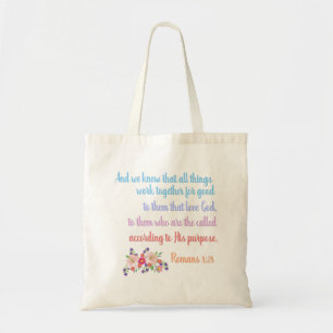 Romeinen 8 Bijbelvers ontwerp Tote Bag