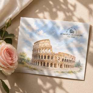 Romeins Colosseum Italië Watercolor Landschap Feestdagenkaart