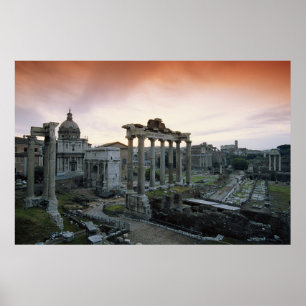 Romeins forum bij zonsopgang poster