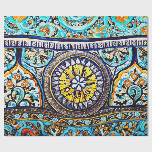 Romeins Italiaans Spaans Majolica Floral Decoupage Cadeaupapier (Vlak)