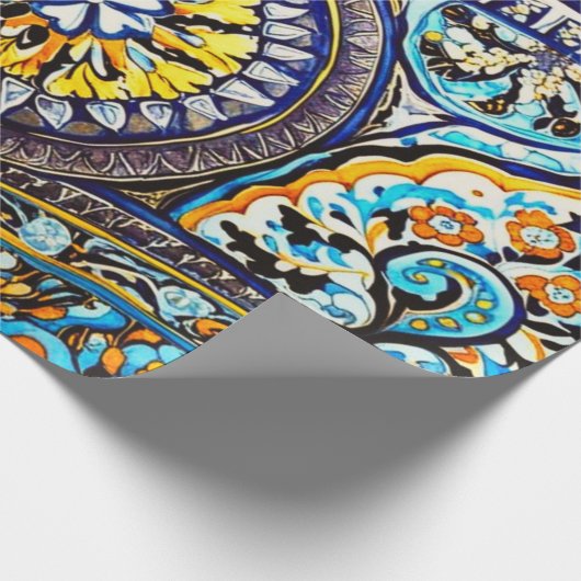 Romeins Italiaans Spaans Majolica Floral Decoupage Cadeaupapier (Hoek)