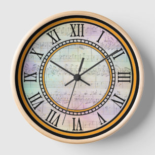 Romeins Numeriek Klok Ontwerp met Oude Muziekblad