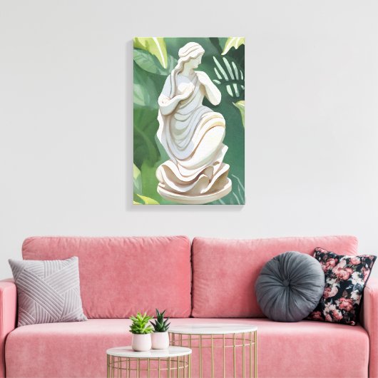 Romeins standbeeld | Waterverf botanische schilder Canvas Afdruk (Insitu (Woonkamer))
