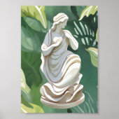 Romeins standbeeld | Waterverf botanische schilder Poster (Voorkant)