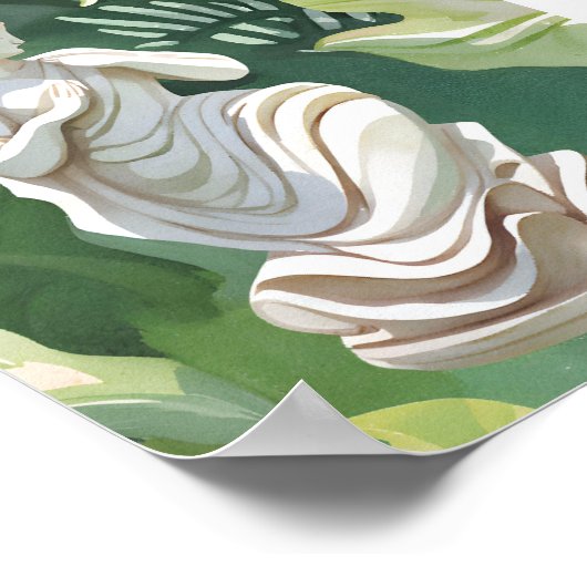 Romeins standbeeld | Waterverf botanische schilder Poster (Hoek)