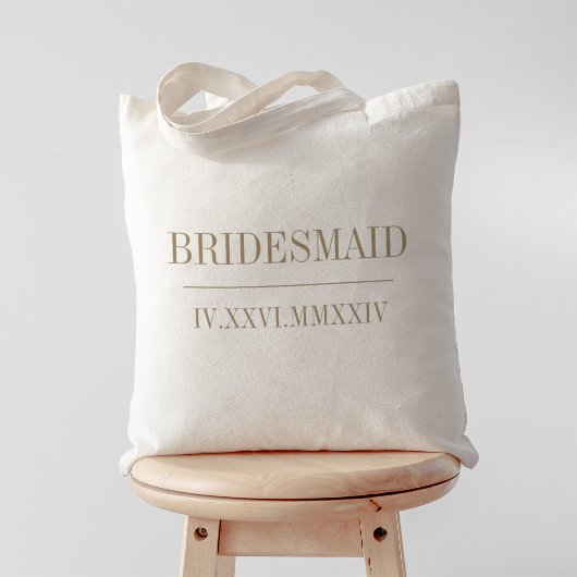 Romeinse cijfer datum bruidsmeisje bruiloft tote bag