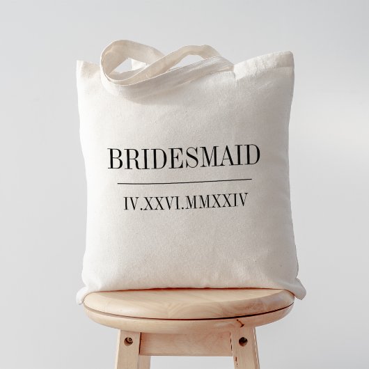 Romeinse cijfer datum bruidsmeisje bruiloftsgesche tote bag